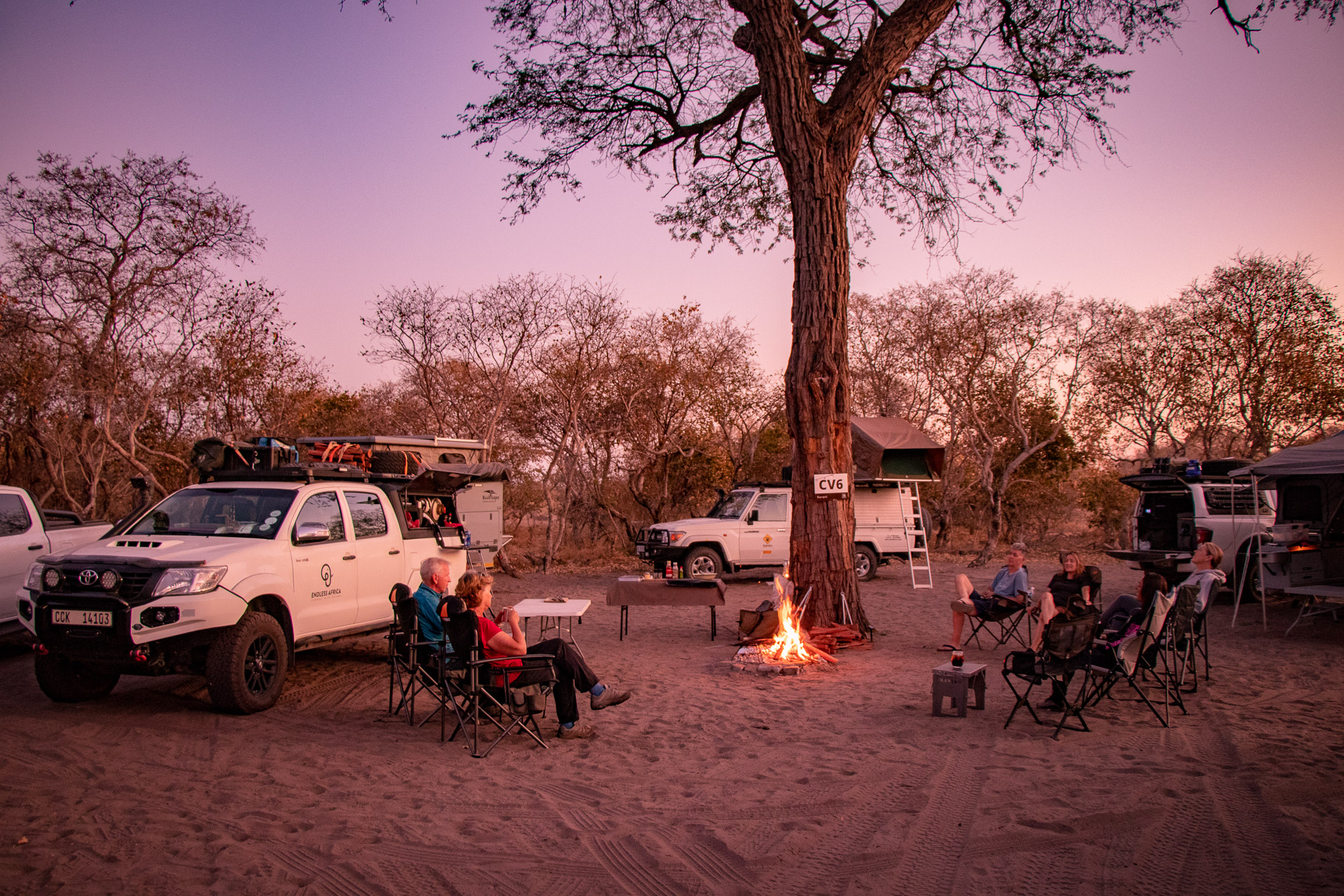 Chobe National Park campsite sunset in Botswana