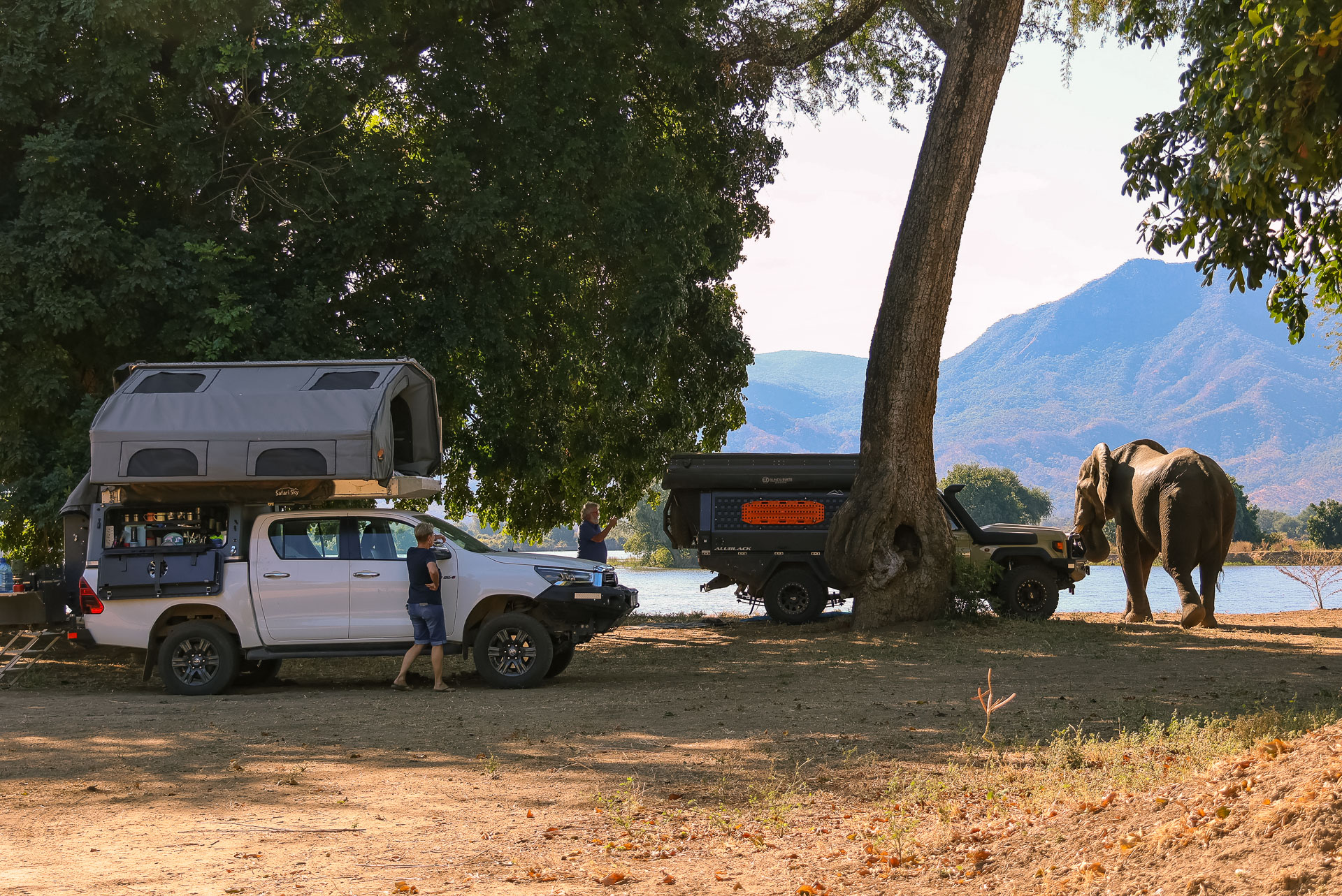 Mana Pools National Park wilderness campsite along the Zambezi River